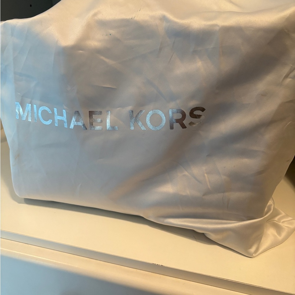 Michael Kors Silver Logo Satin Bag